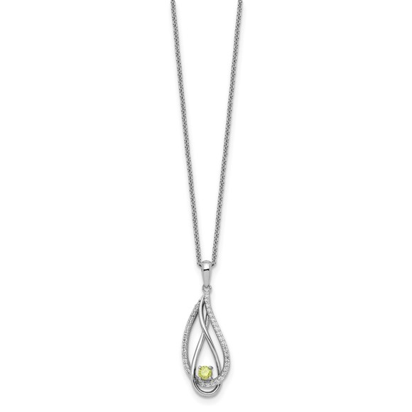 925 Sterling Silver Aug CZ Always in my Heart Birthstone 18in Necklace - Picture 2 of 6